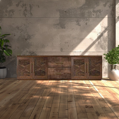 Bristol Sideboard With Drawers - Herringbone Wood Door