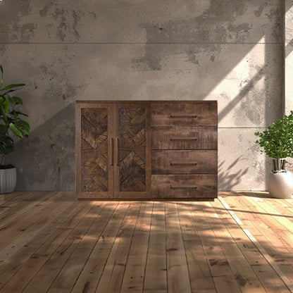 Bristol Sideboard With Drawers - Herringbone Wood Door