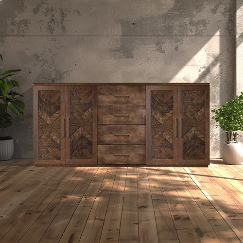 Bristol Sideboard With Drawers - Herringbone Wood Door