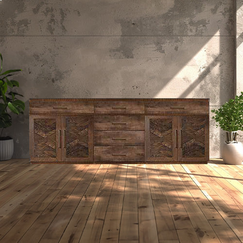 Bristol Sideboard With Drawers - Herringbone Wood Door