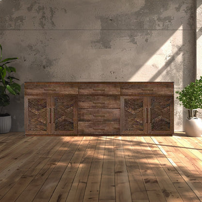 Bristol Sideboard With Drawers - Herringbone Wood Door