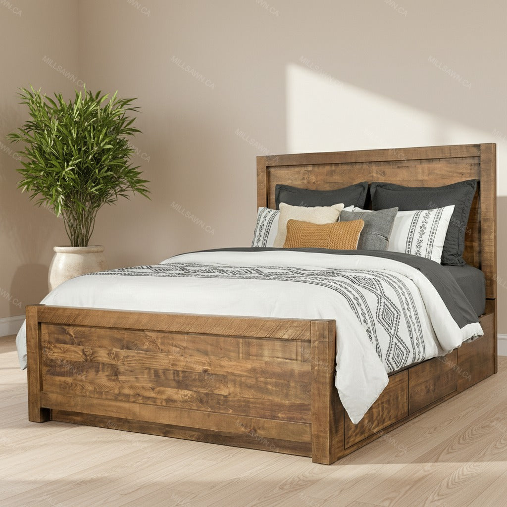 Cayman Solid Wood Bed With Storage