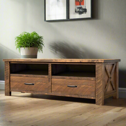 Crosswood Solid Wood Media Stand