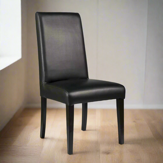 Black leather chair on a white background
