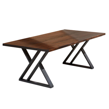 Zenith Walnut Solid Wood Dining Table Top With Metal Base