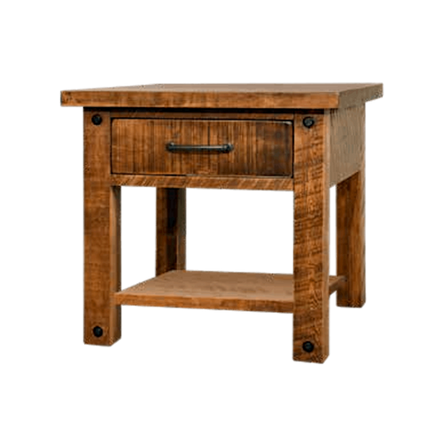 Alpine Solid Wood End Table With Drawer