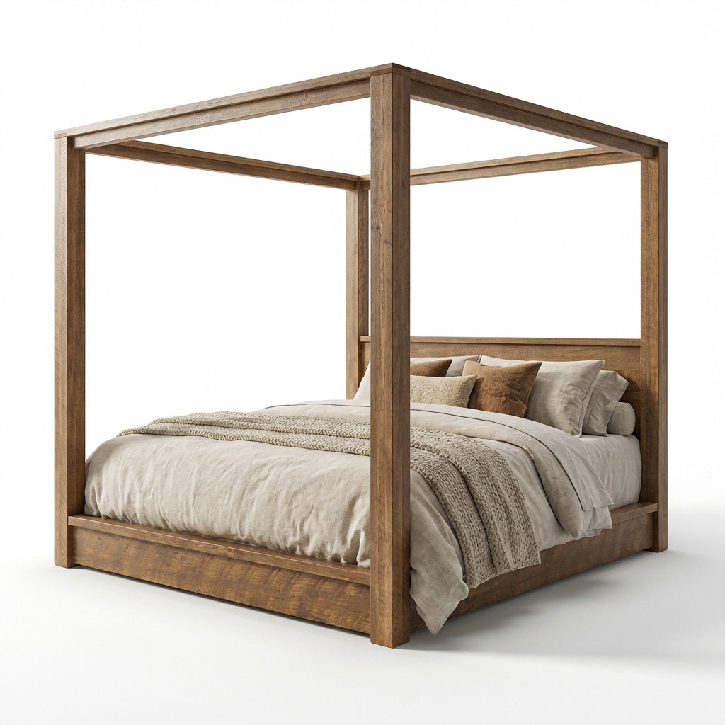 Lit à baldaquin en bois massif Greystone