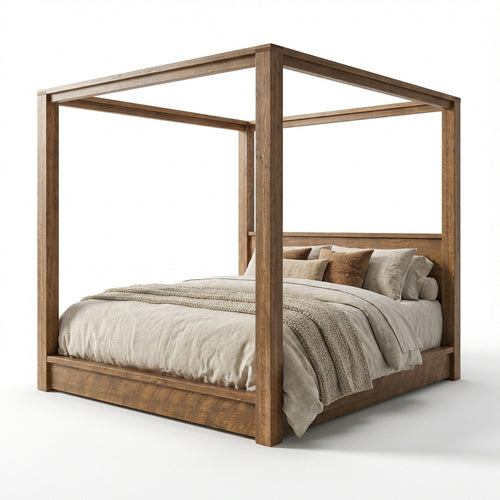 Lit à baldaquin en bois massif Greystone