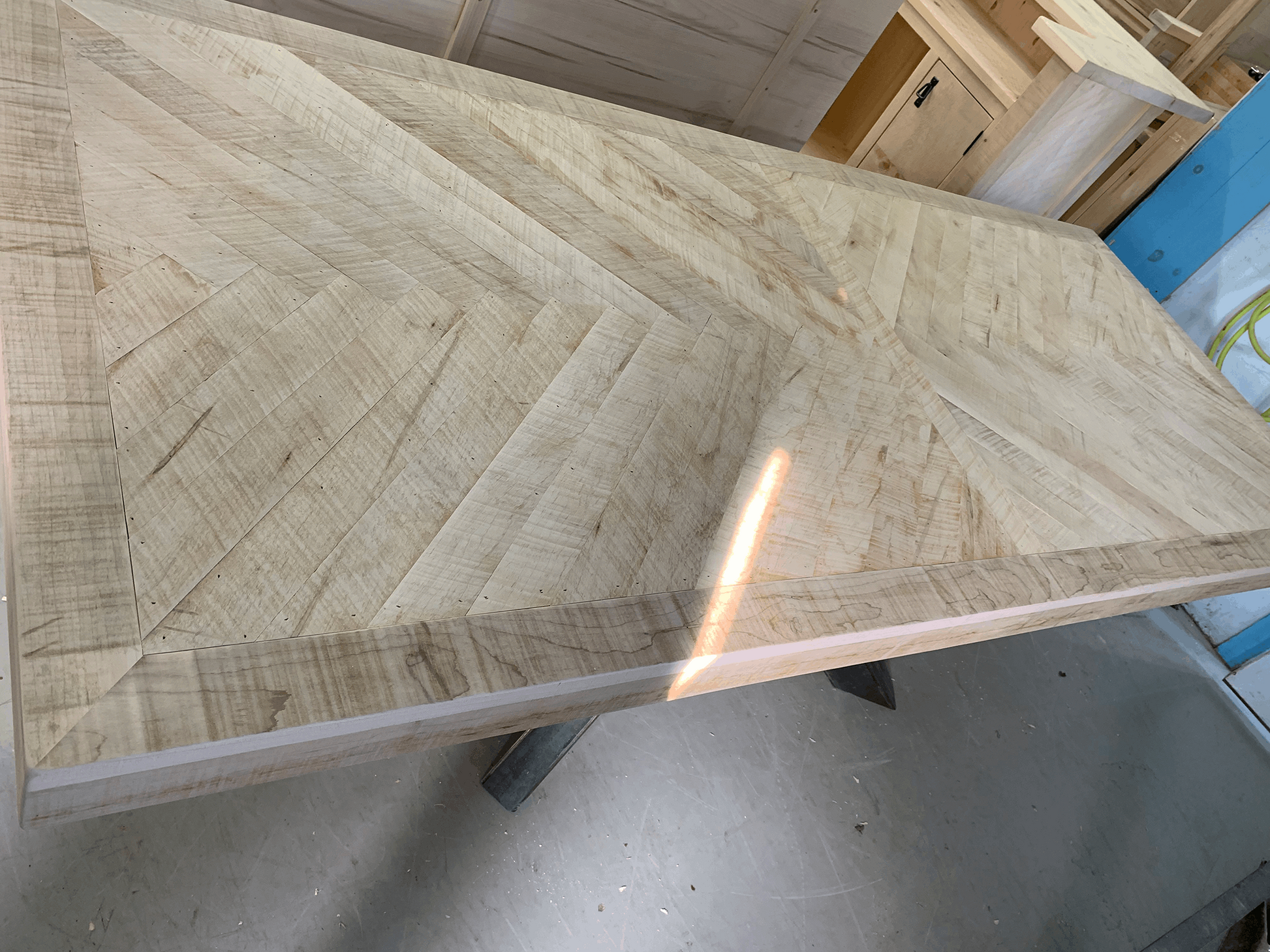 Herringbone Solid Wood Dining Table