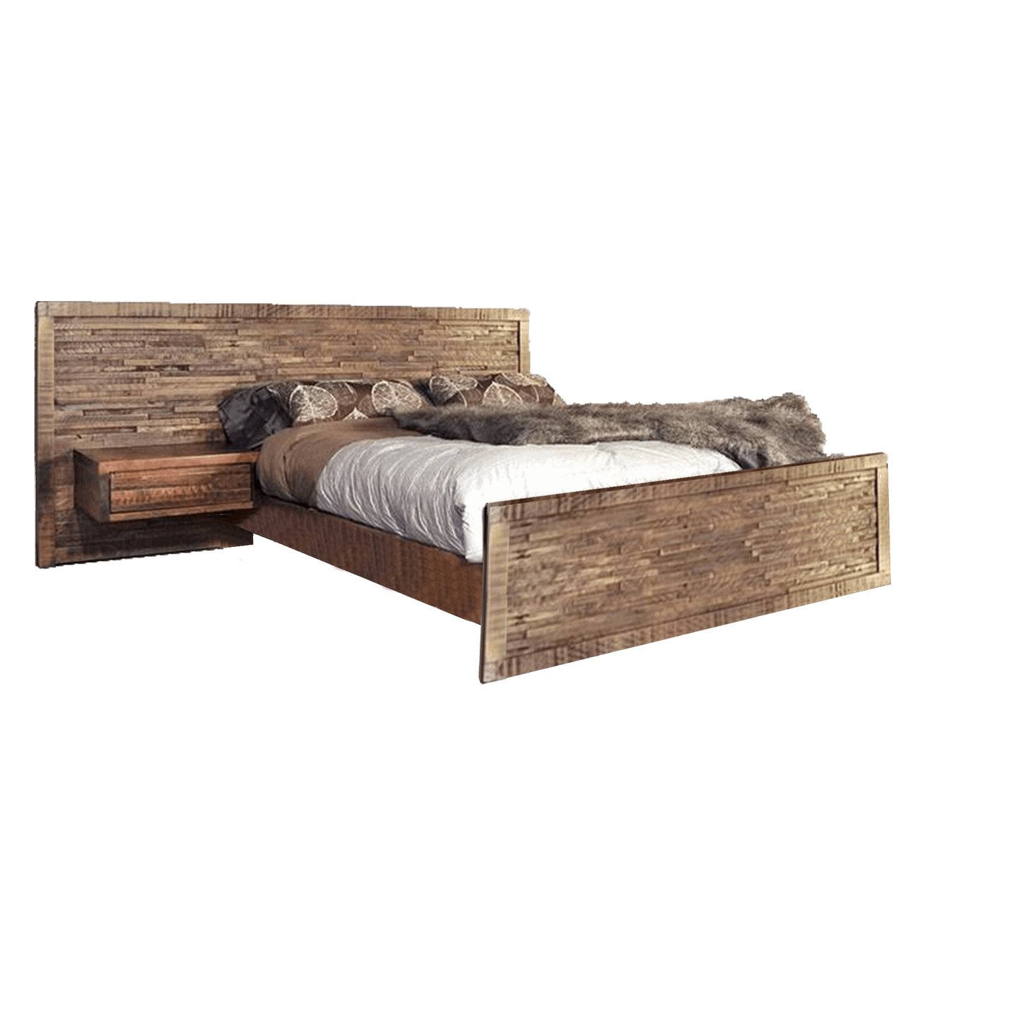 Ledge Rock Solid Wood Bed With Floating Nightstand