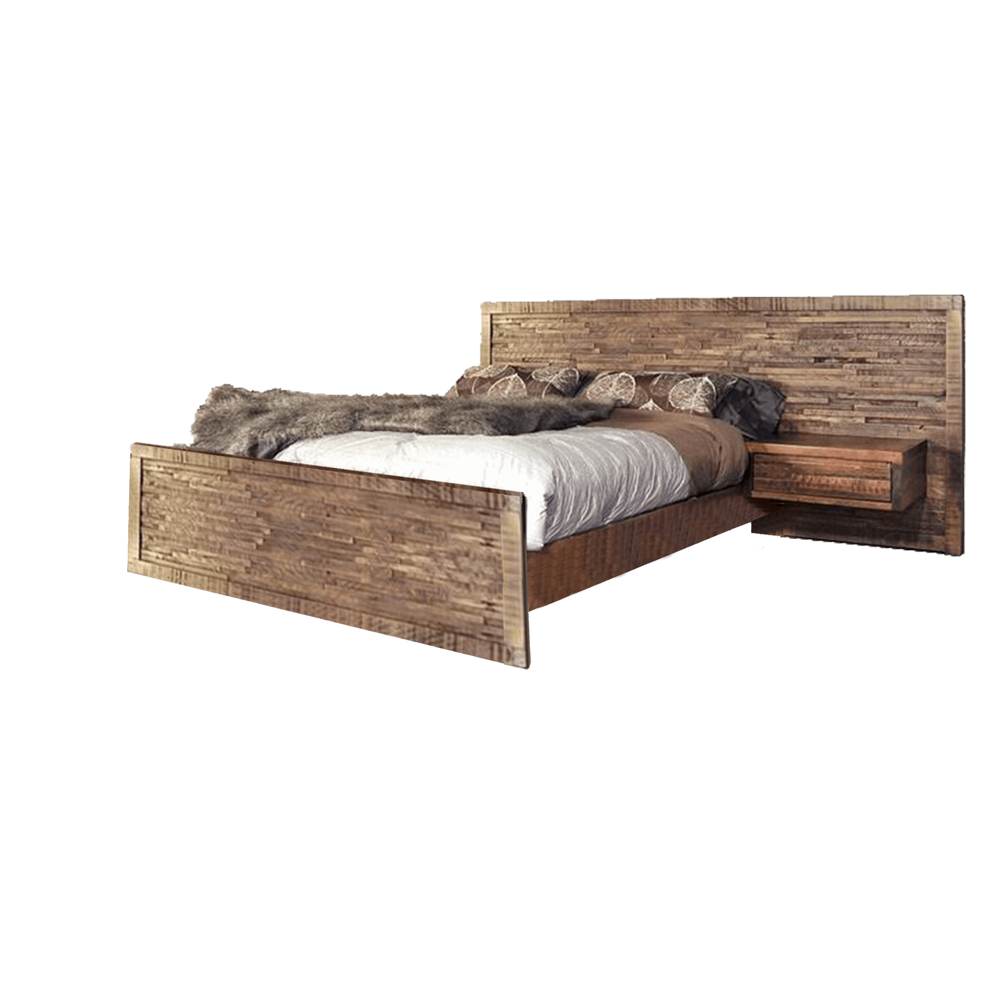 Ledge Rock Solid Wood Bed With Floating Nightstand