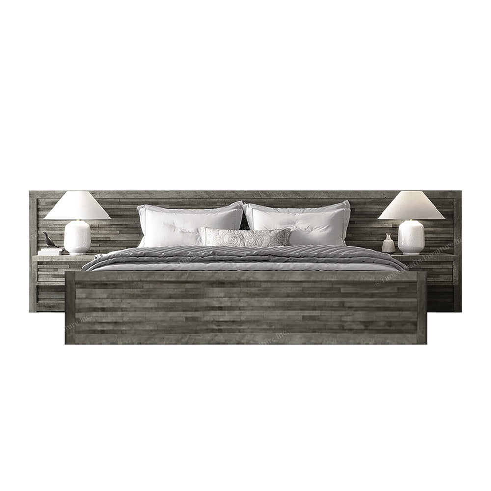 Ledge Rock Solid Wood Bed With Double Floating Nightstand