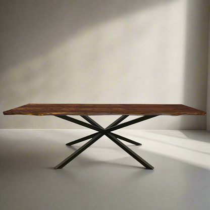 Logan Solid Wood Dining Table Top With Metal Base