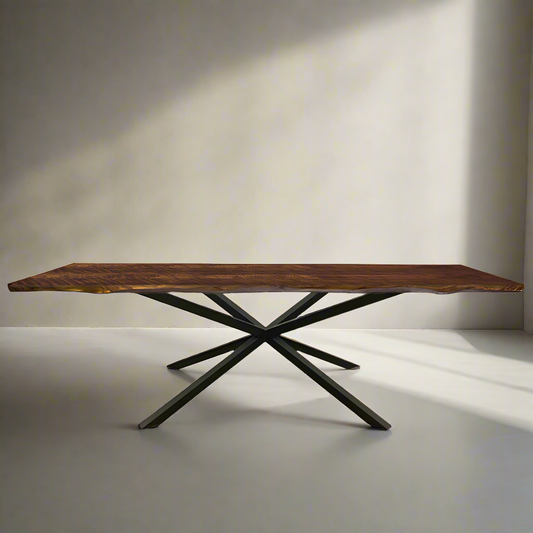 Logan Solid Wood Dining Table Top With Metal Base