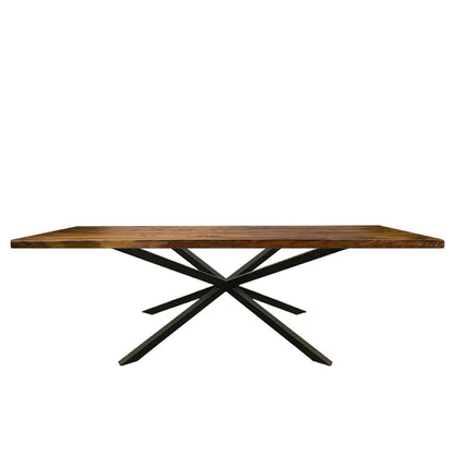 Logan Solid Wood Dining Table Top With Metal Base