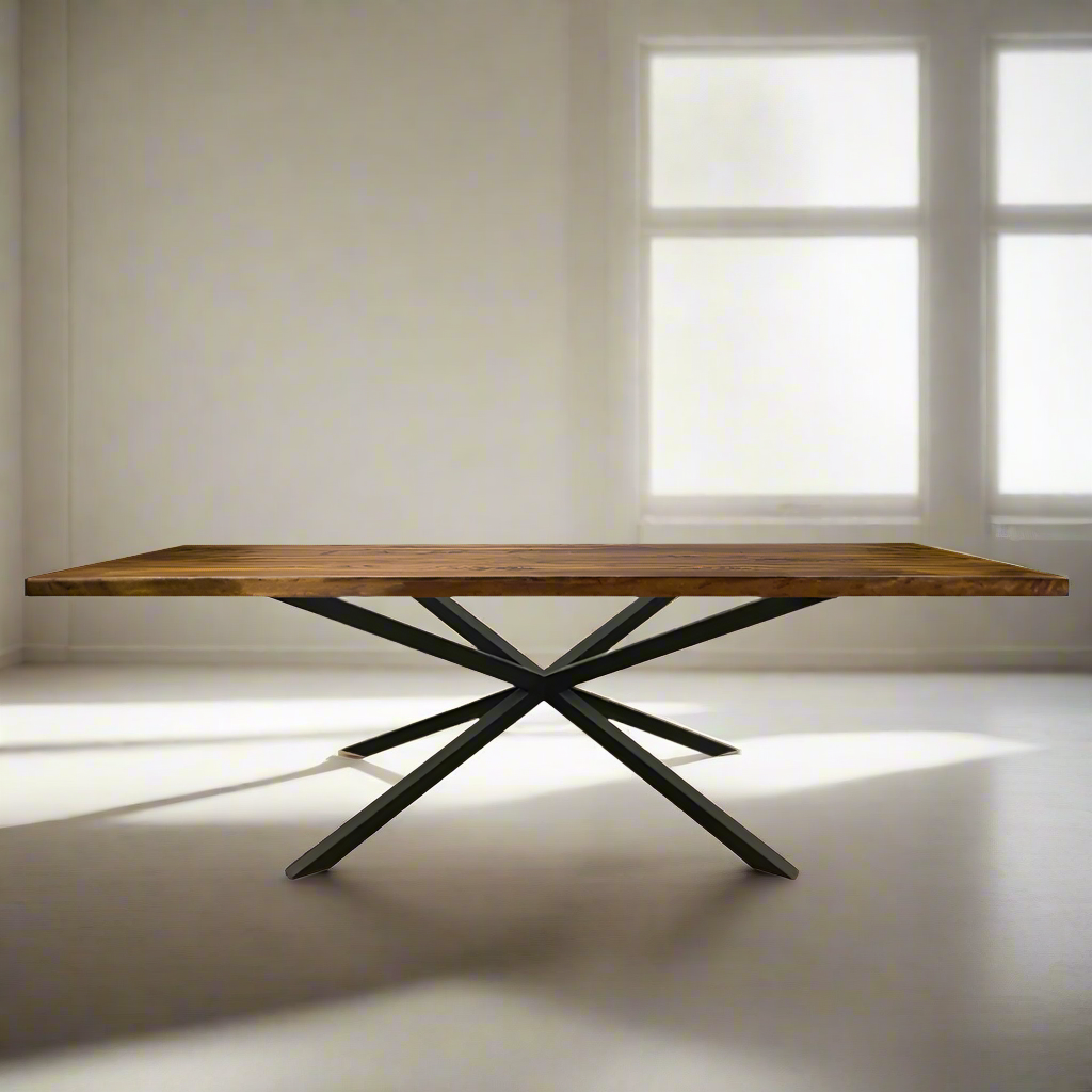 Logan Solid Wood Dining Table Top With Metal Base