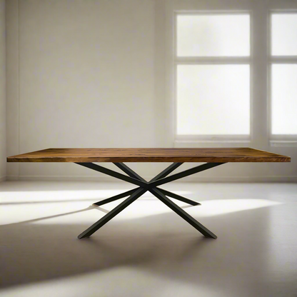 Logan Solid Wood Dining Table Top With Metal Base