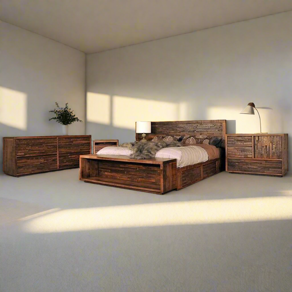 Ledge Rock Solid Wood Bed With Floating Nightstand