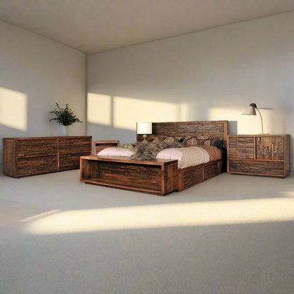 Ledge Rock Solid Wood Bed With Floating Nightstand