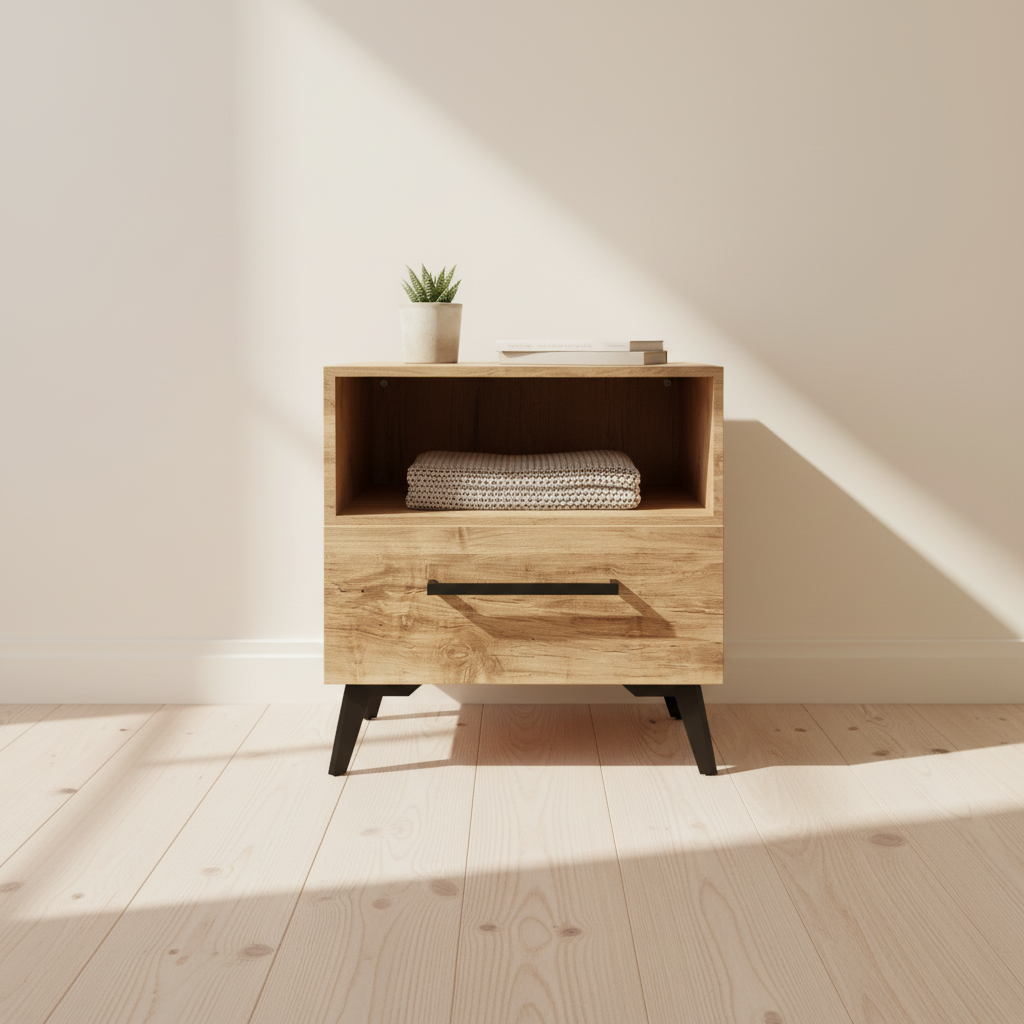 Cane Solid Wood Nightstand