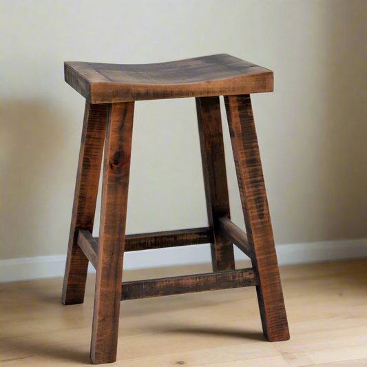 Urban Farmhouse Solid Wood Saddle Stool