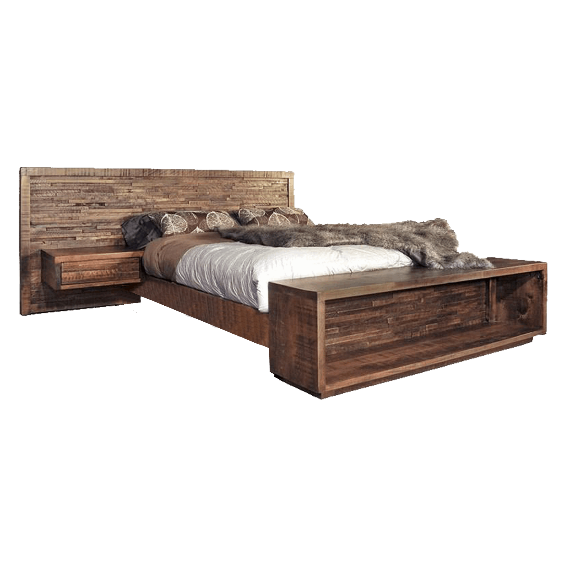 Ledge Rock Solid Wood Bed With Floating Nightstand