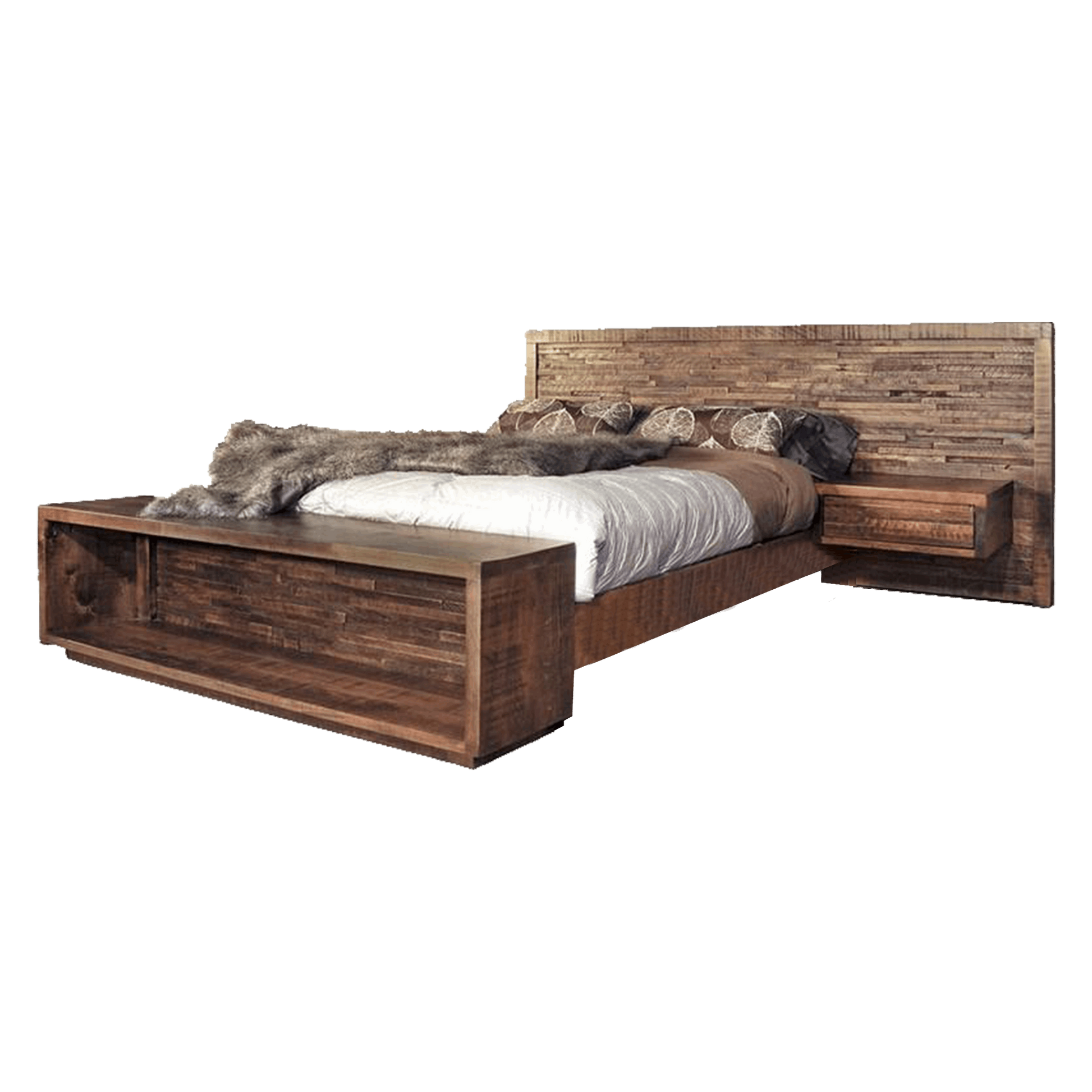 Ledge Rock Solid Wood Bed With Floating Nightstand