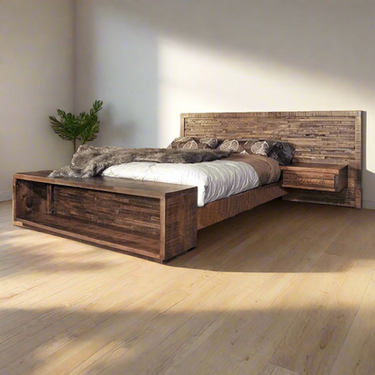 Ledge Rock Solid Wood Bed With Floating Nightstand