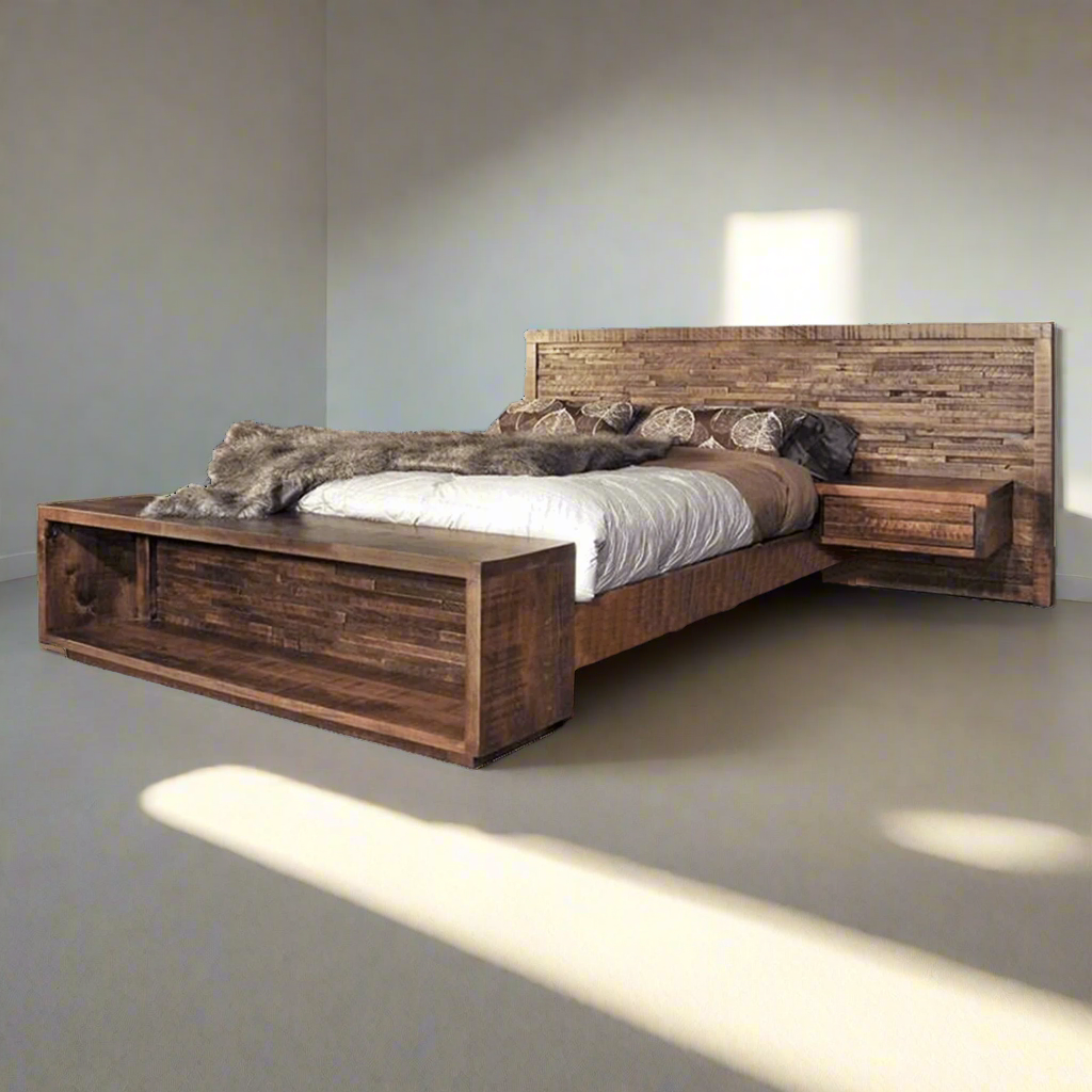 Ledge Rock Solid Wood Bed With Floating Nightstand