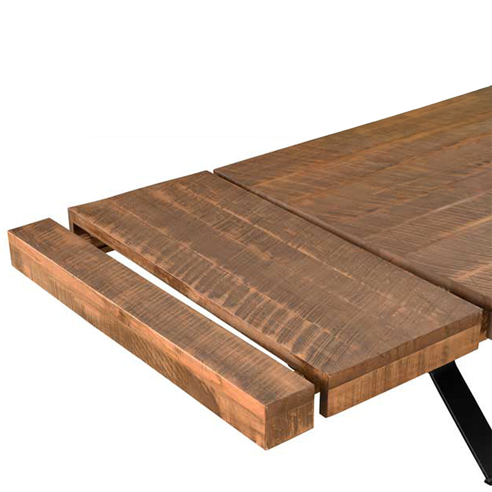 Ratcliffe Solid Wood Top With Metal Base Table + 2-16" End Leaves