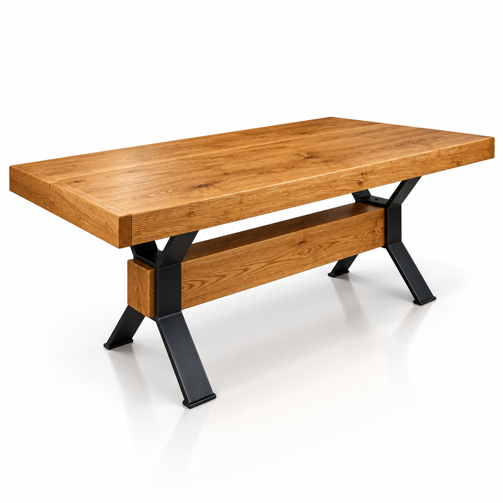 Ratcliffe Solid Wood Top With Metal Base Dining Table