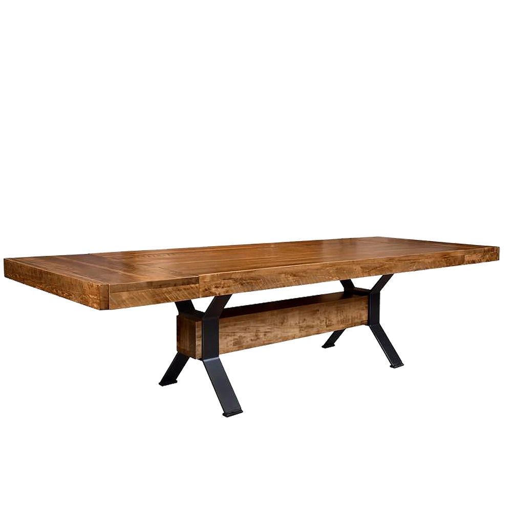 Ratcliffe Solid Wood Top With Metal Base Table + 2-16" End Leaves