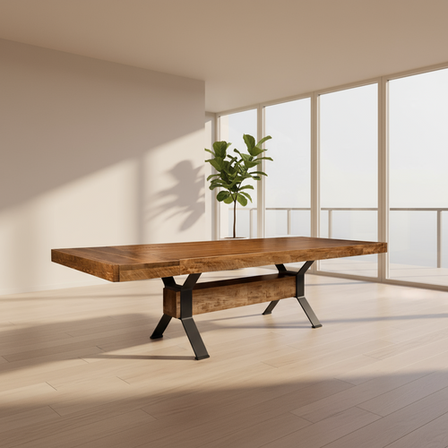 Ratcliffe Solid Wood Top With Metal Base Table + 2-16