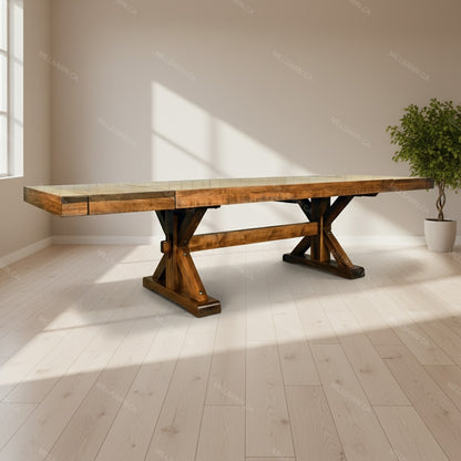 Strand Solid Wood Dining Table With End Leaves