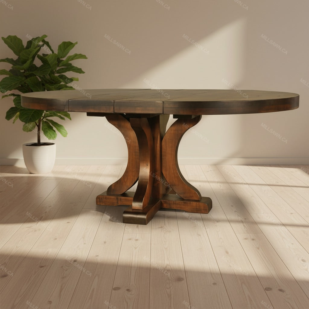 Carlisle Solid Wood Round Dining Table With Center Leaves