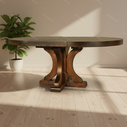 Carlisle Solid Wood Round Dining Table With Center Leaves