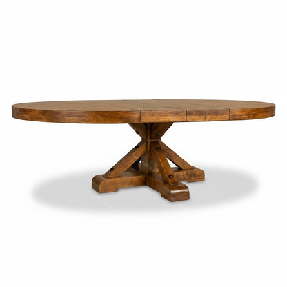 Strand Solid Wood Round Dining Table With Center Leaves