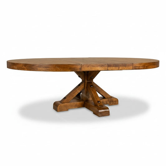 Strand Solid Wood Round Dining Table With Center Leaves