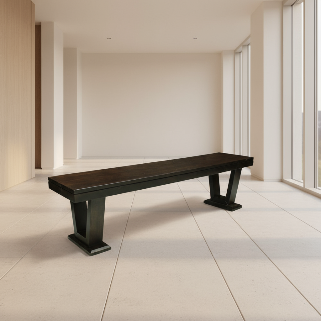 Dark wooden bench on a white background