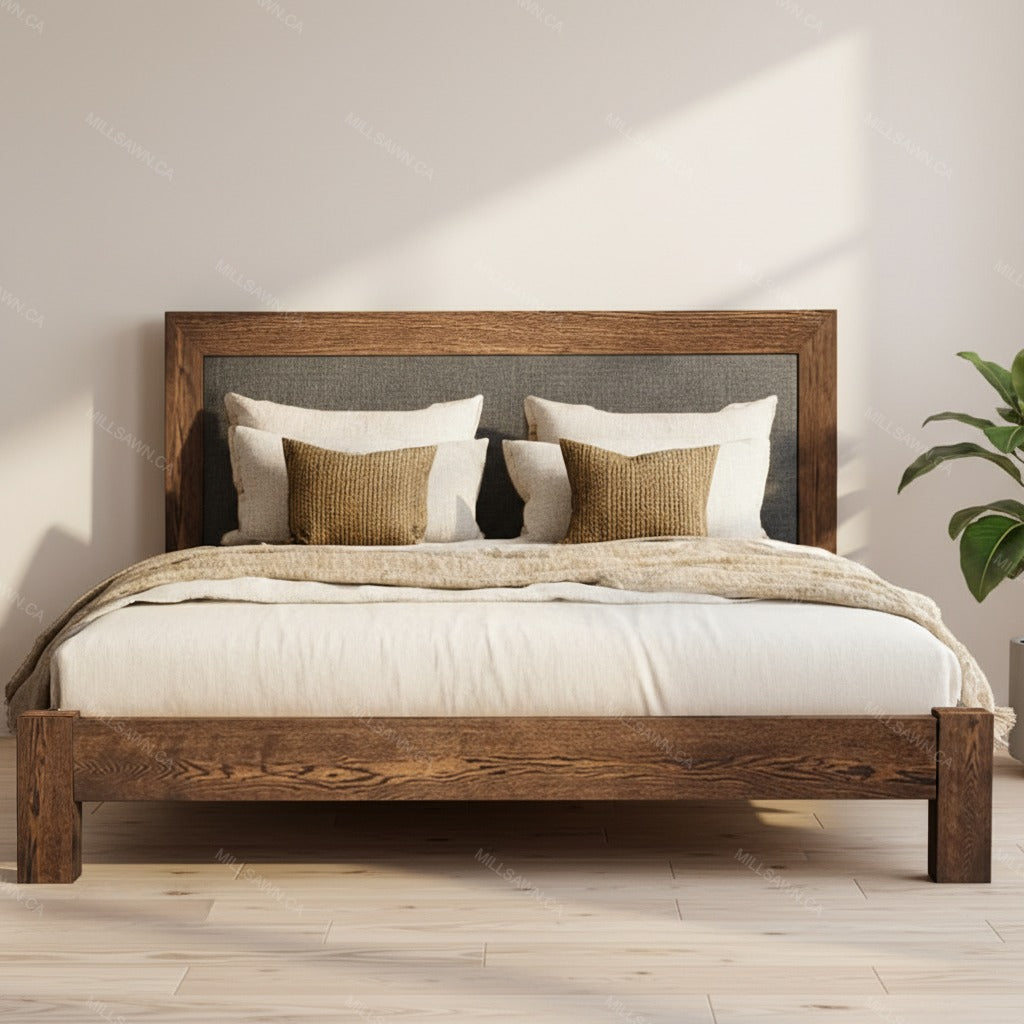 Thornhill Solid Wood Bed With Fabric Headboard