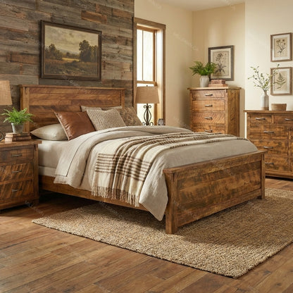 Urban Farmhouse Solid Wood Bed