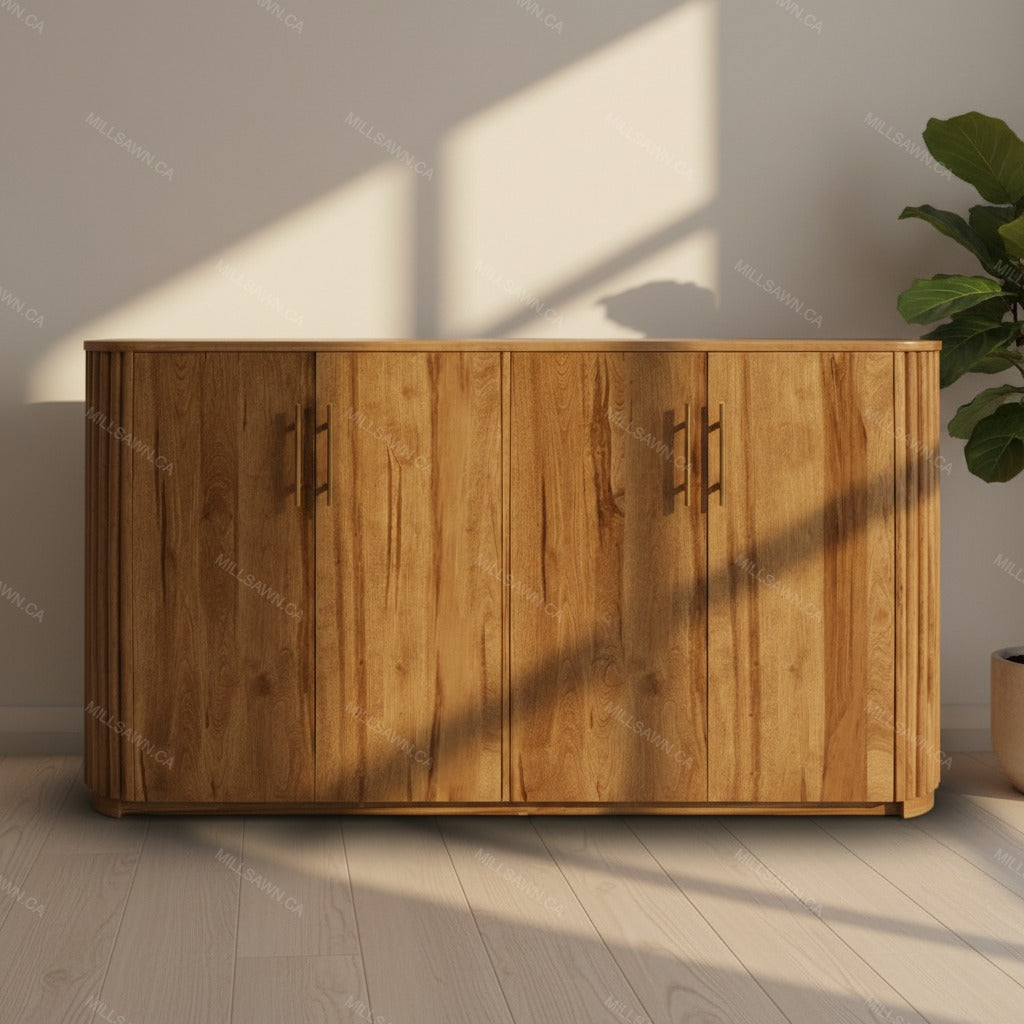 Vallery Solid Wood Sideboard With Flat Doors