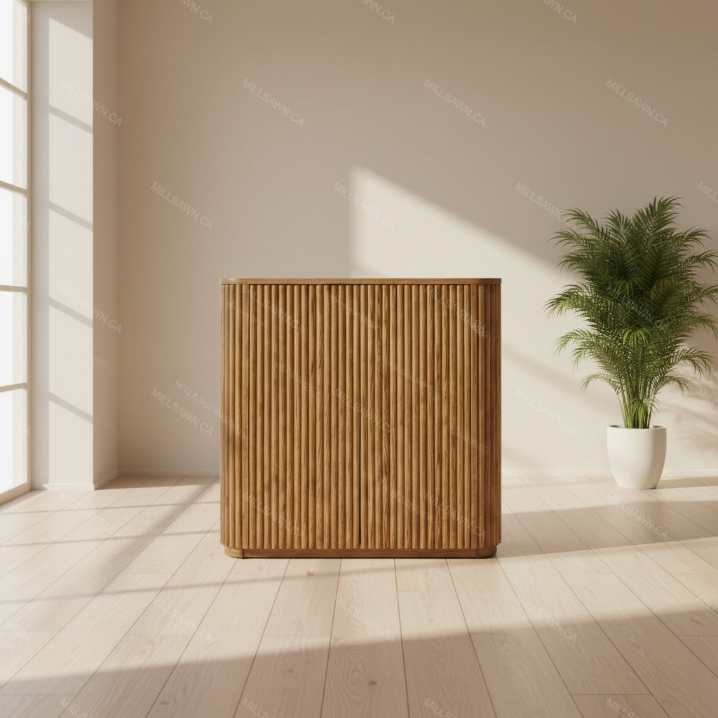 Vallery Solid Wood Sideboard With Fluted Doors