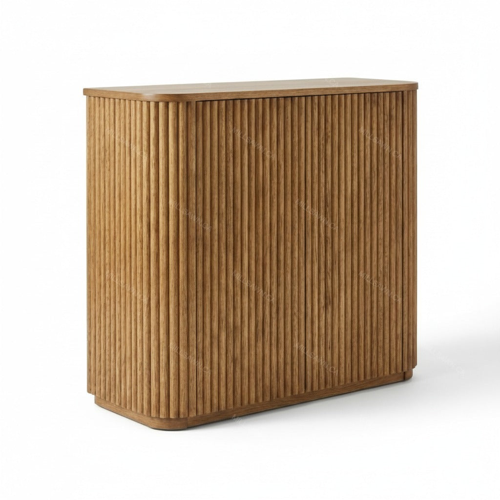 Vallery Solid Wood Sideboard With Fluted Doors