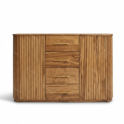 Vallery Solid Wood Sideboard With Fluted Doors
