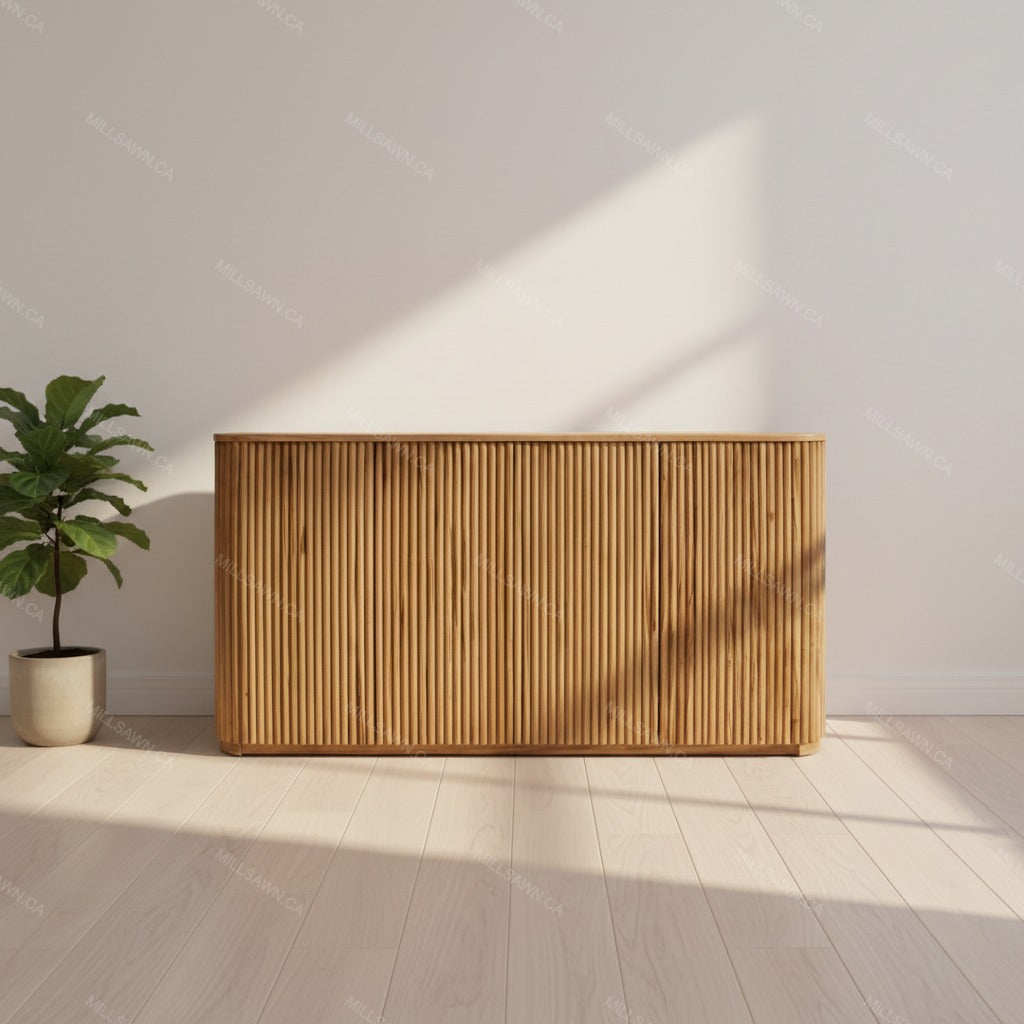 Vallery Solid Wood Sideboard With Fluted Doors