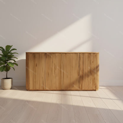 Vallery Solid Wood Sideboard With Fluted Doors