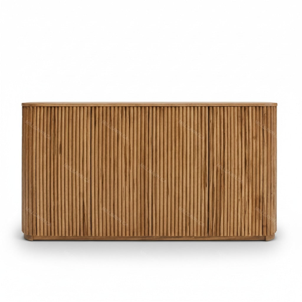 Vallery Solid Wood Sideboard With Fluted Doors