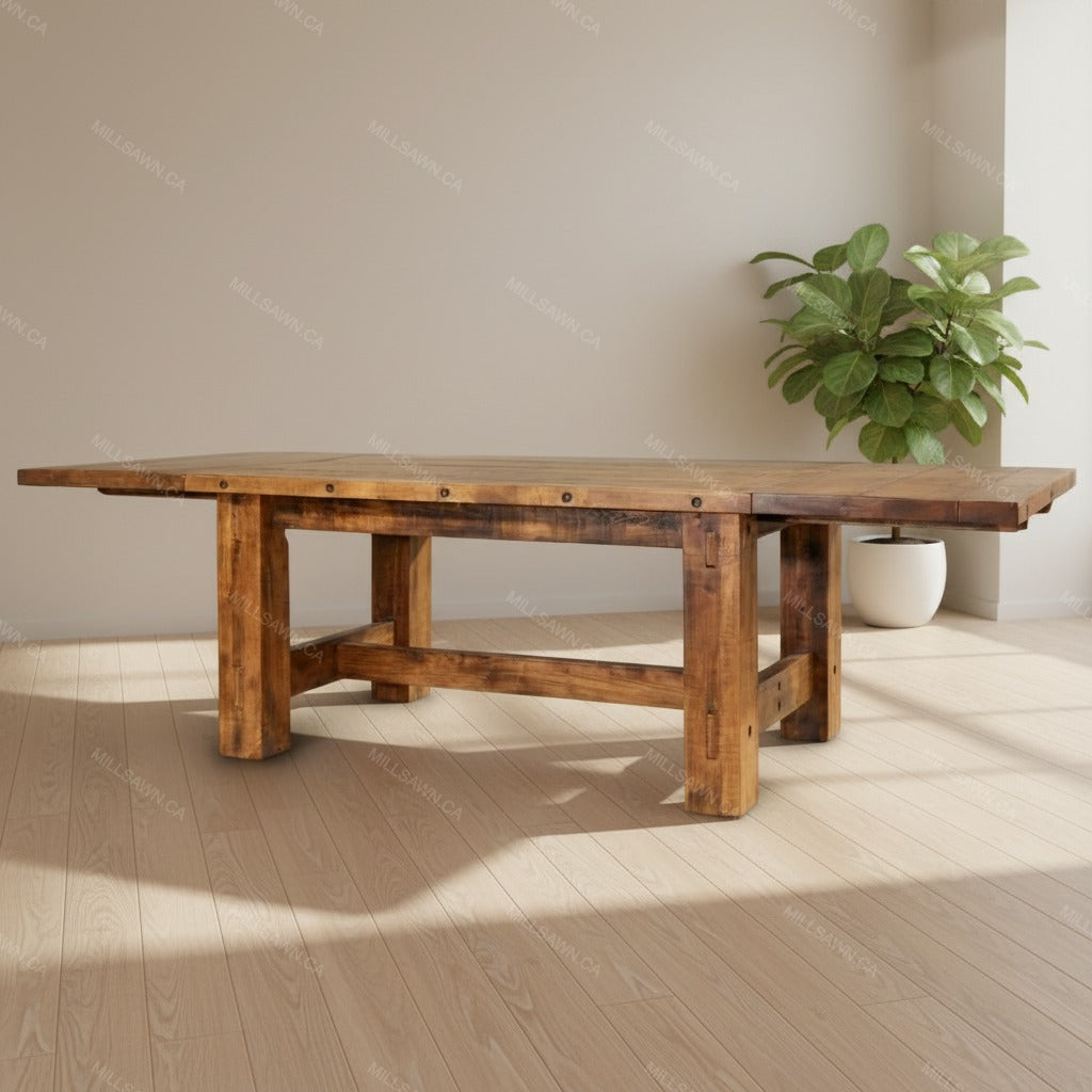 Woodland Solid Wood Dining Table With End Leaves