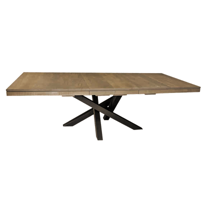 Luxora Solid Wood Top Table With Metal base + 2-12" center Leaves